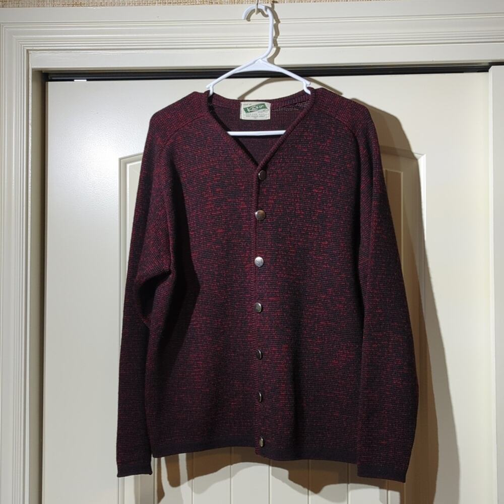 Kaso Vintage Worsted Wool Red/Black Sweater with Silver Buttons Women's Size M